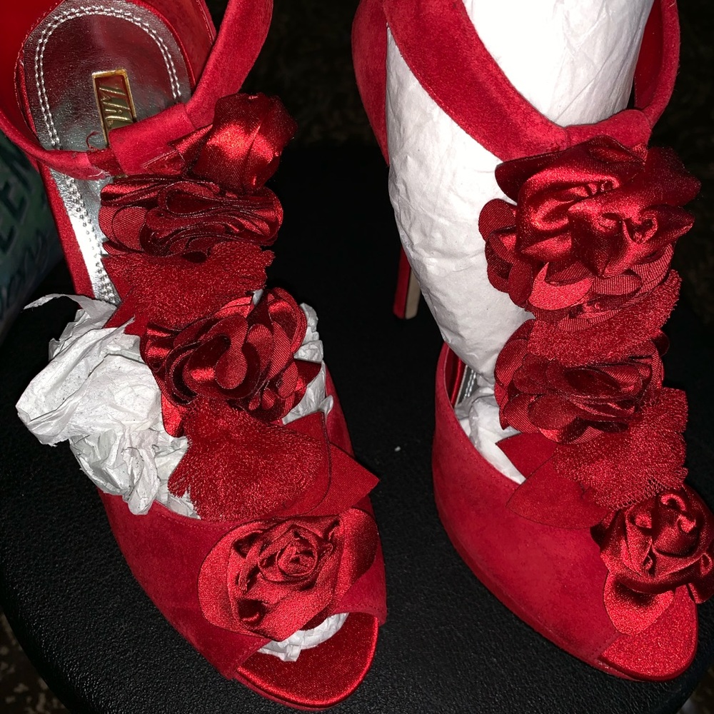 Red Flower Heels
